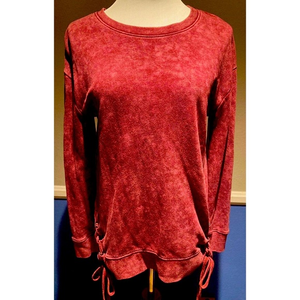 Madden NYC G.I. Jane Lace Up Pullover Sweatshirt in Maroon‎ Size M